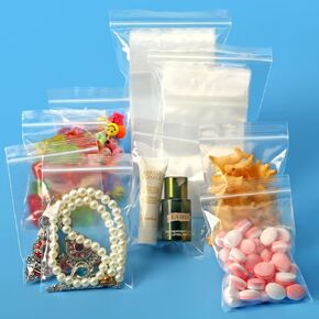 Premium 2 X 3 in (100 Count) Small Poly Zipper Bags, 2Mil Small Baggies Clear, Easy Zip Open & Close, Small Jewelry Bags Strong Locking Seal, Food Grade Safe, Handy Perfect for Many Uses
