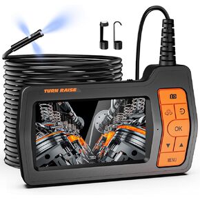 Borescope Triple Lens 50FT Inspection Camera, Endoscope 5" IPS Screen 1080P Sewer Inspection Camera Split Screen Semi-Rigid Cable Waterproof Drain Camera