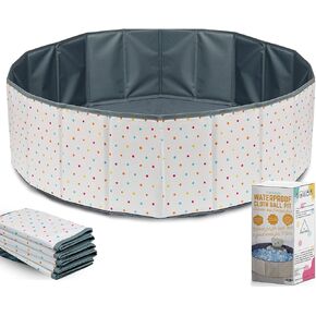 حفرة الكرة للأطفال الصغار - حفر كرة قماشية كبيرة قابلة للطي والمحمولة للأطفال والرضع. محيط، دوائر ملونة، تصاميم وردية. روضة أطفال مقاومة للماء ومتينة للاستخدام الداخلي والخارجي (منقط) in Kuwait