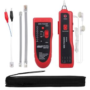 Cable Tracer Ethernet Network Cable Tester RJ45 RJ11 - Wire Toner Tracker CAT5 CAT6 Continuity Tester - Tone Generator and Probe Kit Telephone Line Circuit Finder Locator Detector Tool - Red