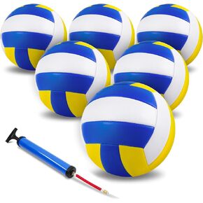 6 Pcs Volleyball Balls Official Size 5, Outdoor Soft Volley Balls with Pump for Womens, Mens, Girls, Youth, Teen and Adult, for Outdoor, Indoor, Beach, Pool, Water and Sand