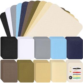50 Pieces Iron On Fabric Patches Clothing Repair Patches Patch Colorful Inside Outside Adhesive Patches with Simple Sewing Kit no sew Repair Decorating Kit for Clothing Jean Repair Holes Tearing