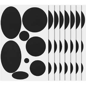 8 Sheets/64pcs Puffer Down Jacket Repair Patch, Black Self Adhesive Nylon Repair Patch Tape Washable Fabric Outerwear Repair Tape for Coats Down Jackets Tents Sleeping Bags (Round, Oval)