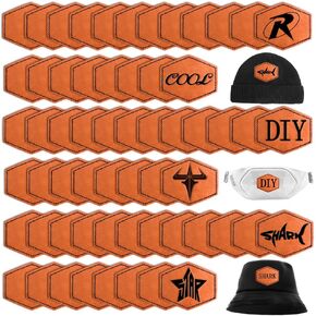 60PCS Blank Hat Patches Laserable Square Rustic Leatherette Patch Adhesive Faux Leather Patches Blanks for Hats Fabric Custom Repair Sew Laser Glowforge Supplies (Archaize) in Kuwait