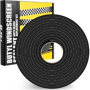 Butyl Rubber Tape Headlight Glue Sealant Rope 14.8Ft Diameter 8mm Butyl Putty Foam Strip Butyl Rubber Caulk Sealer for Automotive (Car RV Truck Marine) Window Door Windshield Sealing - Black, 1 Roll