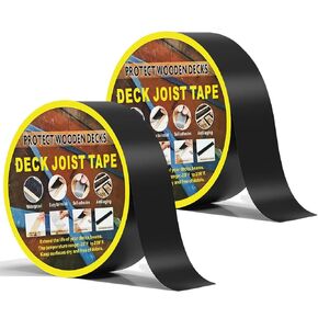 Joist Tape for Decking, 2''×50' Butyl Deck Tape Weather Resistant Deck Joist Tape,Waterproof Seal Antiseptic Tape, Self-Adhesive Flashing Tape for Wood Decks Beams Roof (2 Rolls)