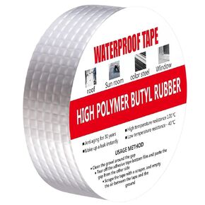 Outdoor Waterproof Butyl Tape, All-Round Sealing Tape Leak Repair Tape, Aluminum Butyl Repair Tape VOC-Free for Pipe RV Awning Sail Roof Window Sealing Boat Sealing (2 inch x 16 feet)
