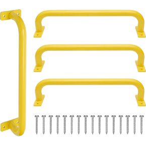 17 Inch Yellow Safety Handles Metal for Playground Accessories Pack of 4 - Swing Set Hardware Kit Grab Handles, Playset Hand Grips, Indoor Monkey Bars for Jungle Gym, Playhouse, Climbing Frame