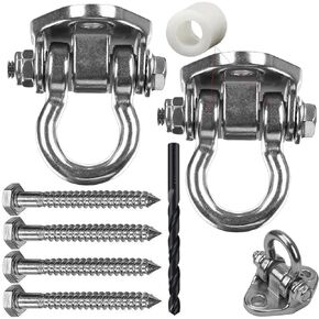 2 Heavy Duty Swing Hangers Stainless Steel 304 Anti-Rust, 2000 lb Capacity 180° Swing, Playground Porch Yoga Seat Trapeze Wooden Sets Indoor Outdoor