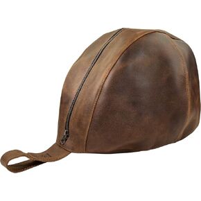 Hide & Ride, Motorcycle Big Helmet Bag Handmade from Full Grain Leather - Adjustable Strap, Large Capacity, Biker Accessories - Bourbon Brown