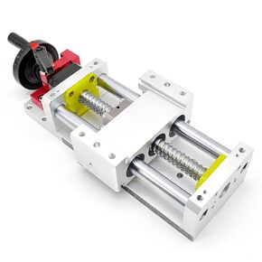 Linear Stage Actuator Travel 200mm Ballscrew 1605 Double Optical Axis Linear Rail Guide Manual Slide Stage C7 with Ruler for CNC Router Controller DIY 3-axis