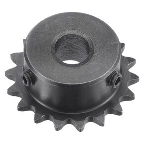 uxcell 18 Tooth Roller Sprocket B Type, 25 Chain, Single Strand 1/4" Pitch, 8mm Bore Black Oxide C45 Carbon Steel with Set Screws for ISO 04C