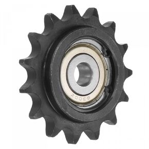 uxcell #40 Chain Idler Sprocket, 10mm Bore 1/2" Pitch 15 Tooth Tensioner, Black Oxide Finished C45 Carbon Steel with Insert Single Bearing for ISO 08A Chains