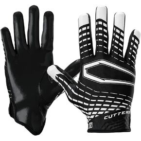 Cutters Football Wide Receiver Gloves. Rev 5.0 Ultra Grip No Slip. Youth (1 Pair)
