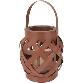 Candle Lanterns Hanging Plastic Rattan Lantern LED Candle Decorative Tabletop Lantern with Cage Look Battery Powered for Garden Living Room Indoor Outdoor Parties Weddings Balcony-White