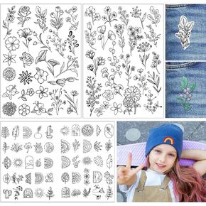 100 PCS Embroidery Stabilizers Patterns Water Soluble Hand Sewing Stabilizers Stick N Stitch Designs Embroidery Transfer Paper with Flower for Hand Sewing Lover