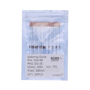 20PCS 1N4148 Small Signal Fast Switching Diodes High-Speed Axial 200mA 75V DO-35 (DO-204AH) 4148 200 mA 75 Volt