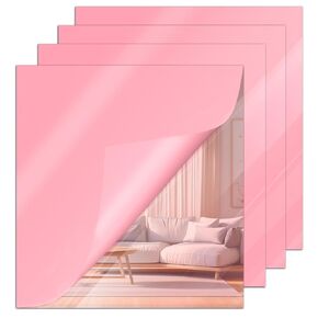 4 Pcs Rose Gold Mirror Acrylic Sheets, 11.8 x 11.8 x 1/8 Inch Safety Reflective Mirror Sheet Laser Board Panel for Home and Commercial Use, DIY Craft, Wall Decor (12 * 12, Rose Gold, 4)