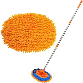 52" Multipurpose Microfiber Duster with 2 Washable Chenille Microfiber Cloth Head, Baseboard Cleaner, Wall Duster, Car Duster, Cleaning Supplies for Walls, Ceilings, Floors, Car, Furniture