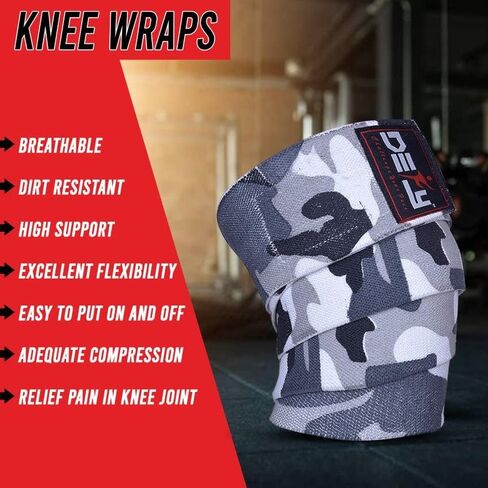 DEFY Sports' Knee Wraps for Weightlifting - Provides Knee Support for Powerlifting, Squats & Fitness Workouts - Ideal Knee Wrap for Men and Women  (1 PAIR) (American Flag) in Saudi Arabia