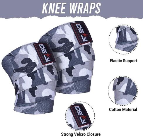 DEFY Sports' Knee Wraps for Weightlifting - Provides Knee Support for Powerlifting, Squats & Fitness Workouts - Ideal Knee Wrap for Men and Women  (1 PAIR) (American Flag) in Saudi Arabia