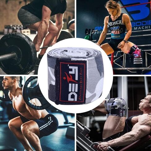 DEFY Sports' Knee Wraps for Weightlifting - Provides Knee Support for Powerlifting, Squats & Fitness Workouts - Ideal Knee Wrap for Men and Women  (1 PAIR) (American Flag) in Saudi Arabia