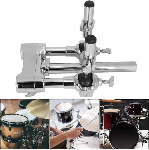 Drum Stand, Zinc Alloy Lightweight 2 Way Percussion Instrument Parts Urable Drum Mount Arm Double Tom Stand Shelf for Drummers for Tom Tom Drum Kit Parts in Saudi Arabia