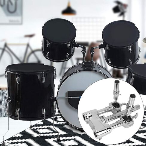 Drum Stand, Zinc Alloy Lightweight 2 Way Percussion Instrument Parts Urable Drum Mount Arm Double Tom Stand Shelf for Drummers for Tom Tom Drum Kit Parts in Saudi Arabia