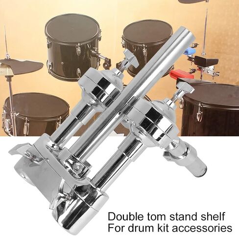 Drum Stand, Zinc Alloy Lightweight 2 Way Percussion Instrument Parts Urable Drum Mount Arm Double Tom Stand Shelf for Drummers for Tom Tom Drum Kit Parts in Saudi Arabia
