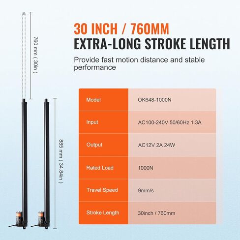 VEVOR Linear Actuator 12V, 6 Inch High Speed 0.55"/s Linear Actuator, 220lbs/1000N Linear Motion Actuator with Mounting Bracket and IP54 Protection in Saudi Arabia