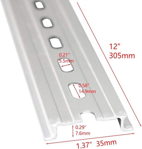 2 قطعة DIN السكك الحديدية مشقوق الألومنيوم 12 بوصة طويلة 35 مللي متر واسعة 7.5 مللي متر عالية ، قبعة علوية مشقوق DIN السكك الحديدية مع RoHS in Kuwait