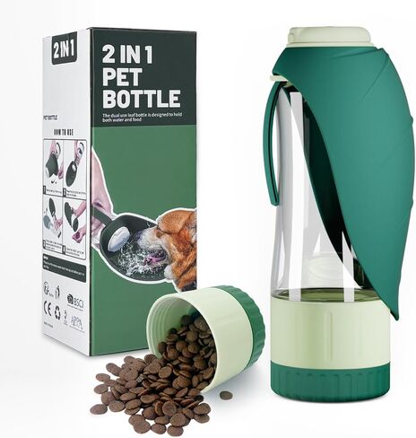 Travel Water Bottle,Food Grade Silicone Dog Water Bottle,BPA-Free,Portable Dog Water with Food Container and Drinking Feeder,Leak Proof Dog Cup,Pet Water Bottle for Walking Hiking for All Dogs in Saudi Arabia