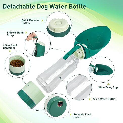 Travel Water Bottle,Food Grade Silicone Dog Water Bottle,BPA-Free,Portable Dog Water with Food Container and Drinking Feeder,Leak Proof Dog Cup,Pet Water Bottle for Walking Hiking for All Dogs in Saudi Arabia