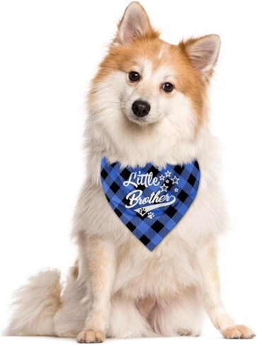 Little Brother Dog Bandana، مضحك لطيف الكلب باندانا، الجاموس منقوشة وشاح الحيوانات الأليفة، اكسسوارات وشاح الكلب الحيوانات الأليفة، وشاح مثلث الكلب الحيوانات الأليفة، باندانا الكلب للكلاب الصغيرة والمتوسطة الكبيرة، هدية لمحبي الكلاب (C7) in Kuwait