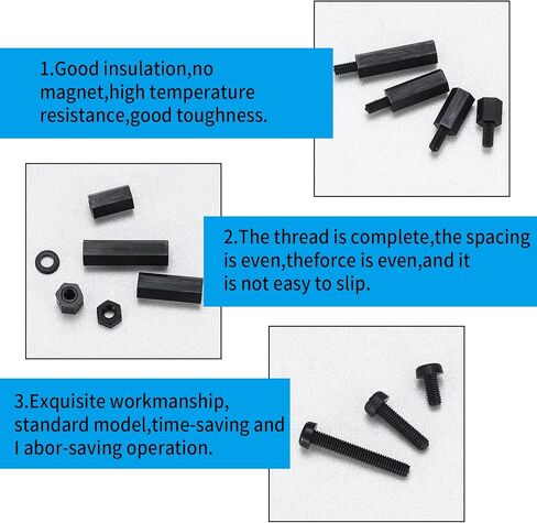 طقم مواجهات نايلون M3، 260 قطعة من مواجهات فاصل سداسية من النايلون للإناث ومجموعة صواميل، مواجهات لوحة دوائر PCB، مسامير مواجهات فاصل عمود ملولبة سداسية لطائرة RC FPV بدون طيار كوادكوبتر in Kuwait