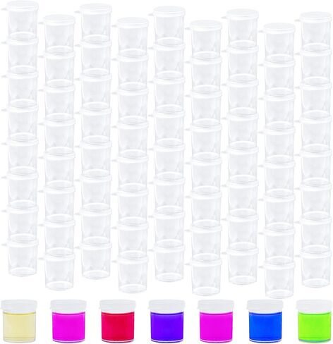 RP Remarkable Power, 100 Pack Mini Plastic Paint Cups with Lids Paint Container Pots Clear Paint Storage Jars 0.85 Oz (25ml) in Saudi Arabia