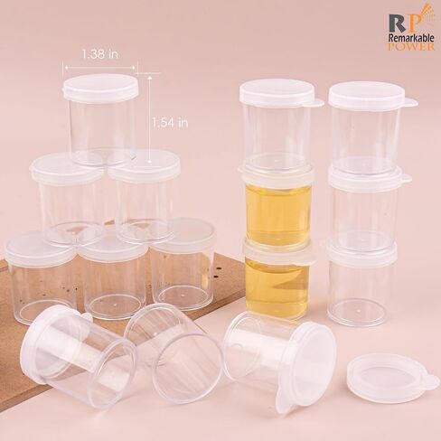 RP Remarkable Power, 100 Pack Mini Plastic Paint Cups with Lids Paint Container Pots Clear Paint Storage Jars 0.85 Oz (25ml) in Saudi Arabia