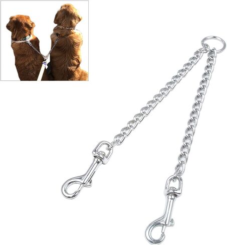 Wontee Pet Dog الفولاذ المقاوم للصدأ مزدوج الرأس الكلب المقود الحيوانات الأليفة كليب المقود التوأم الرصاص حزام الجر للكلاب الصغيرة المتوسطة والكبيرة تدريب المشي (S) in Kuwait