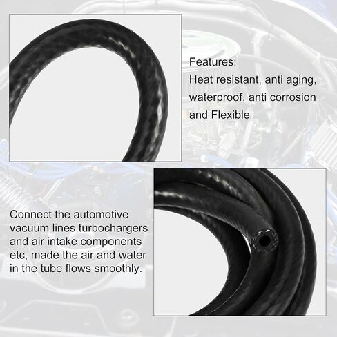 X AUTOHAUX سيليكون فراغ أنابيب خرطوم خط السيارات خرطوم مكنسة مدخل هواء المحرك خرطوم مكنسة الأنابيب أسود ID 10 مللي متر 9.84ft طول in Kuwait