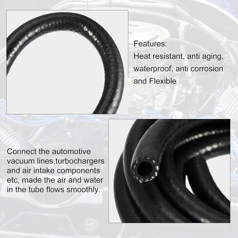 X AUTOHAUX سيليكون فراغ أنابيب خرطوم خط السيارات خرطوم مكنسة مدخل هواء المحرك خرطوم مكنسة الأنابيب أسود ID 10 مللي متر 9.84ft طول in Kuwait