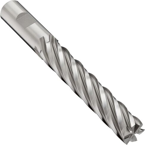 YG-1 - 9322 E2175 Cobalt Steel Square Nose End Mill, Extra Long Reach, Weldon Shank, Uncoated (Bright) Finish, 30 Deg Helix, 6 Flutes, 5" Overall Length, 0.5" Cutting Diameter, 0.5" Shank Diameter in Saudi Arabia