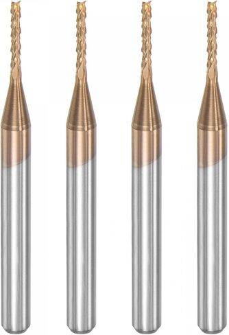 uxcell End Mill CNC Router Bits, 1/8" 3.175mm Shank 0.2mm x 1mm Titanium Coated Tungsten Carbide Engraving Milling Cutter for PCB Plastic Fiber Wood 4pcs in Kuwait