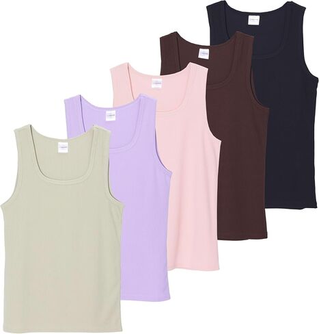 5 Pack: Women's Ribbed Sleeveless Tank Top - Yoga Casual Tops in Saudi Arabia