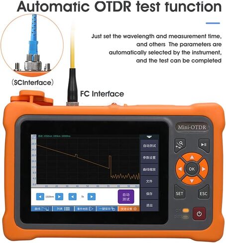 Mini-Pro SM OTDR 1310/1550nm 26/24dB 4.3 بوصة شاشة تعمل باللمس نطاق اختبار 5m-100Km اختبار الشبكة البصرية المدمج في موصل OPM/OLS / RJ45 / VFL UPC مع FC/UPC-FC/APC-SX (محول YD-4000 ) in Kuwait