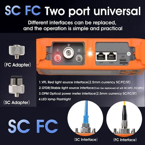 Mini-Pro SM OTDR 1310/1550nm 26/24dB 4.3 بوصة شاشة تعمل باللمس نطاق اختبار 5m-100Km اختبار الشبكة البصرية المدمج في موصل OPM/OLS / RJ45 / VFL UPC مع FC/UPC-FC/APC-SX (محول YD-4000 ) in Kuwait