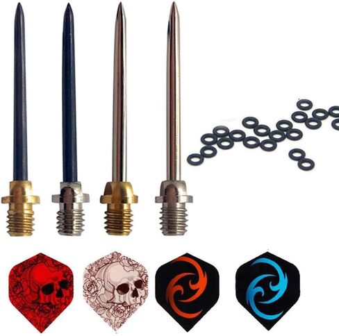 4 أطراف رمي السهام من الفولاذ 12 قطعة، 12 قطعة من رحلات رمي ​​السهام و20 قطعة من غسالات حلقات رمي ​​السهام - أطراف 2ba لاستبدال نقاط تحويل الفولاذ in Kuwait