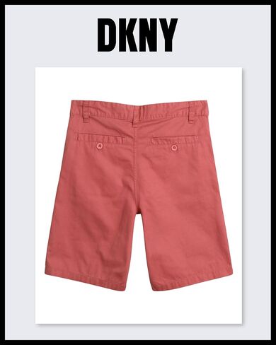شورت DKNY للأولاد - شورت تشينو من نسيج التويل ذو قصة كلاسيكية مسطحة من الأمام - شورت صيفي كاجوال للأولاد (8-18) in Kuwait