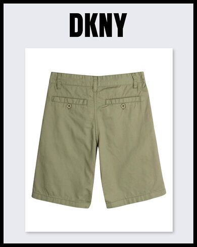 شورت DKNY للأولاد - شورت تشينو من نسيج التويل ذو قصة كلاسيكية مسطحة من الأمام - شورت صيفي كاجوال للأولاد (8-18) in Kuwait