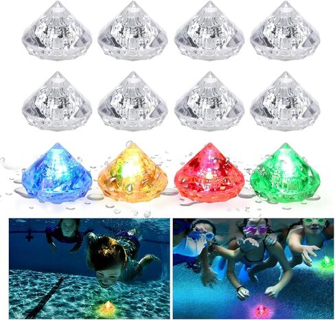 Light-Up Diving Gem Pool Toy for Kids- 12Pcs Diamonds Multi-Color Flashing Dive Pool Toys Glowing Underwater Sensory Swim Toys at Night Pool Throw Toy for Children Summer Pool Training & Games Supply in Saudi Arabia