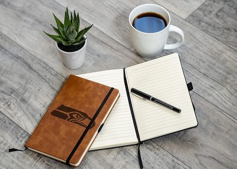 Rico Industries NFL Seattle Seahawks Brown Laser Engraved Small Notepad Jounral/Notepad 8.25" x 5.25"- Office Accessory in Saudi Arabia